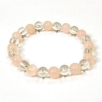 Rose Quartz with Clear Quartz Beaded Bracelet
