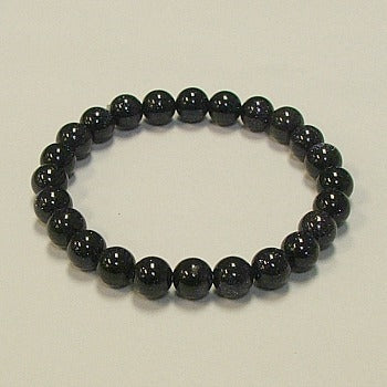 Blue Goldstone 8MM Round Beaded Bracelet