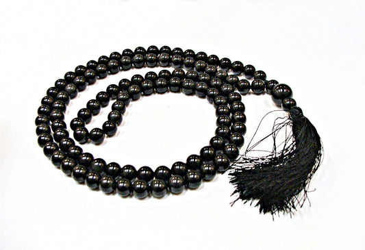 Black Onyx 8mm 108 Beaded Mala with Guru Beads & Tassel