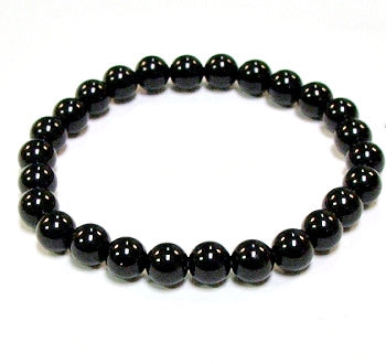 Black Onyx 8MM Round Beaded Bracelet - 8-8.5" BIG Wrist
