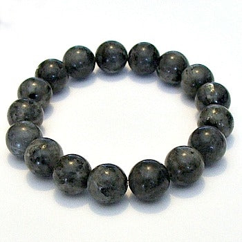 Larvikite (Blue Pearl) Black Labradorite 12mm Round Bracelet