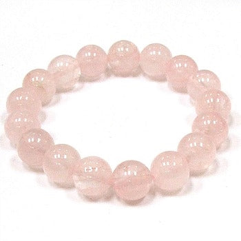 Rose Quartz 12mm Round Beaded Bracelets