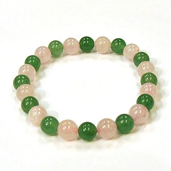Rose Quartz And Green Aventurine 8MM Round Beaded Bracelet