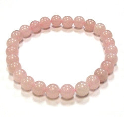 Rose Quartz 8MM Round Beaded Bracelet - 8-8.5" BIG Wrist