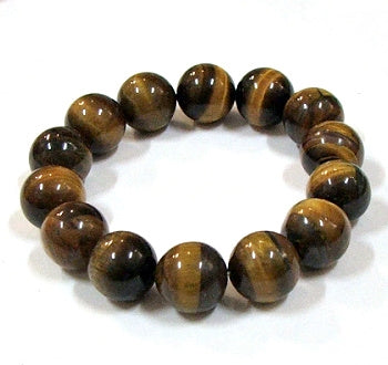 Tiger Eye 14mm Round Beaded Bracelets