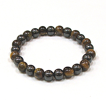 Tiger Eye And Magnetic Hematite Two Stone 8MM Round Beaded Bracelet
