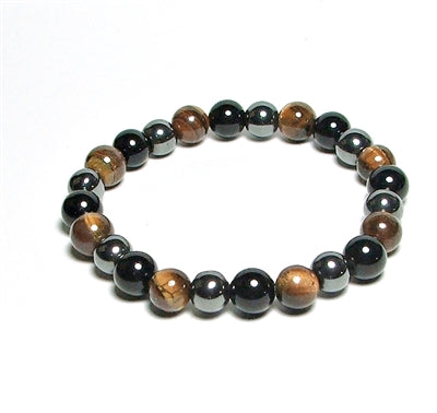 Triple Protection Tiger Eye, Hematite, Black Onyx 8MM Round beaded Bracelets