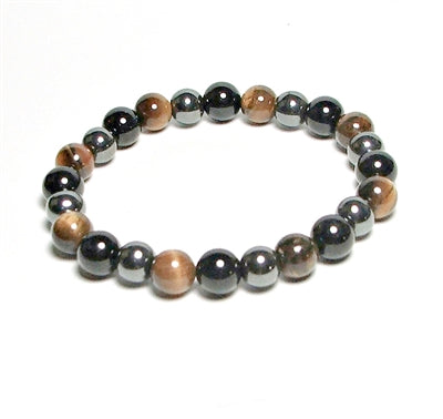 Triple Protection Tiger Eye, Hematite, Black Tourmaline 8MM Round beaded Bracelets