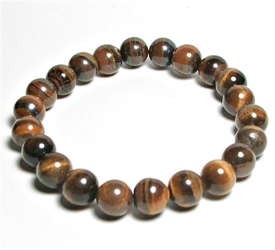 Tiger Eye 10mm Round Beaded Bracelets - Big Wrist 8.5"