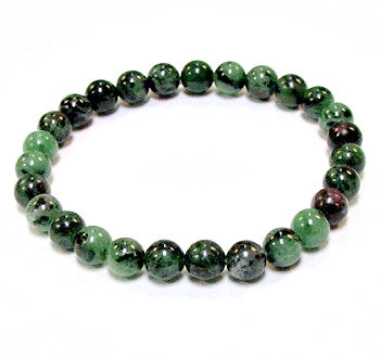 Ruby Zoisite 8MM Round Beaded Bracelet - 8-8.5" BIG Wrist