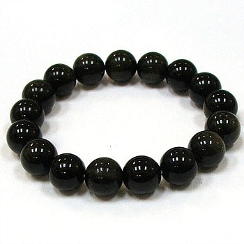 Gold Sheen Obsidian 12mm Round Beaded Bracelets