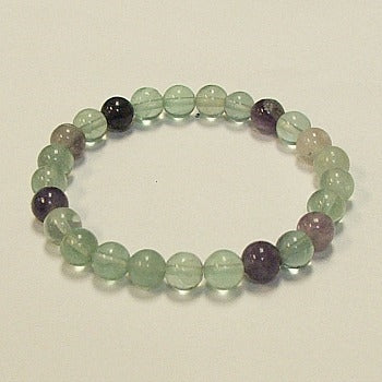 Fluorite 8MM Round Beaded Bracelet