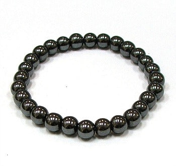 Hematite 8MM Round Beaded Bracelet