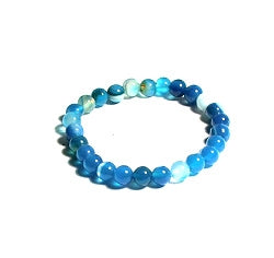 Blue Stripe Agate XS Wrist 6mm Beaded Bracelets For Kids