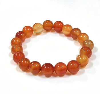 Carnelian 10mm Round Beaded Bracelet