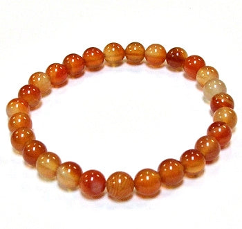 Carnelian 8MM Round Beaded Bracelet - 8-8.5" BIG Wrist