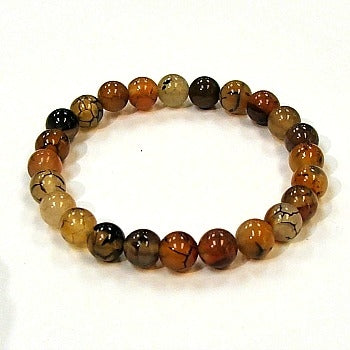 Red Dragon Stone Agate 8MM Round Beaded Bracelet