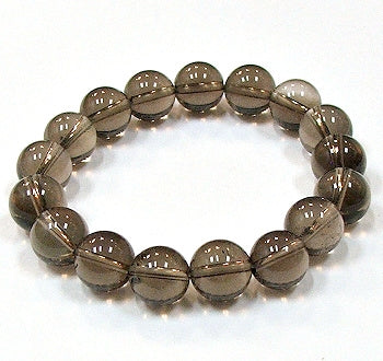 Smoky Quartz 12mm Round Beaded Bracelets