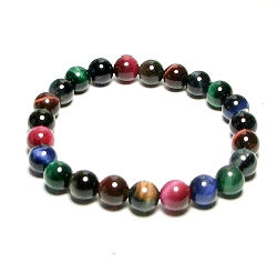 Tiger Eye Multi Color 8MM Round Beaded Bracelet