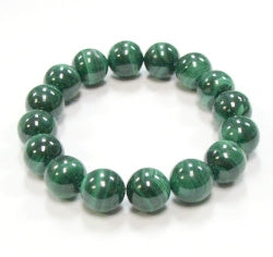 Malachite 12mm Round Beaded Bracelet - 62 Grams