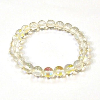 Angel Aura Mermaid Glass 8MM Beaded Bracelet