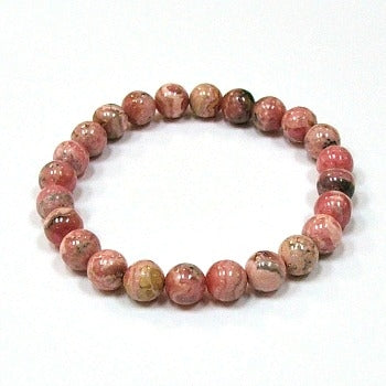 Rhodochrosite 8MM Round Beaded Bracelet