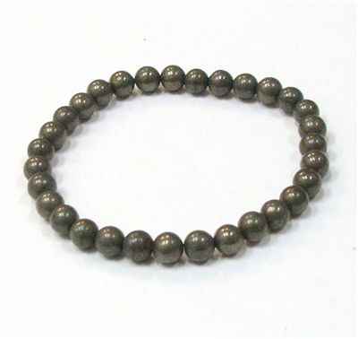 Pyrite 6mm Round Beaded Bracelet