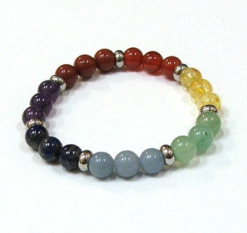 7 Chakra Stones Round Beaded Crystal Bracelet