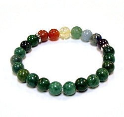 African Jade with Chakra Stones 8MM Round Beaded Bracelet
