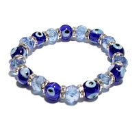 Aqua Blue Evil Eye Beads Bracelet