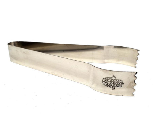 Hamsa Hand of Compassion carved Stainless Steel Charcoal Tongs 5.75"L 0.75"W