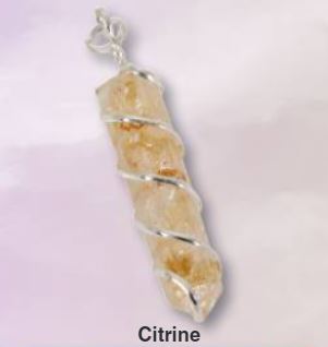 Citrine Orgone Coil Wrapped Point Pendant