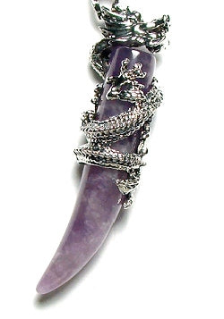 Amethyst Dragon Tooth Plated Dragon Pendant