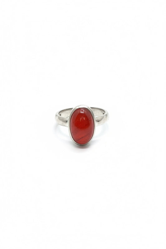 Rhodonite Gem Oval Beated Band Sterling Silver Ring Size 7