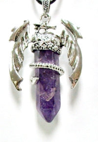 Amethyst D/T Point W/ Plated Dragon Pendant 34-58MM