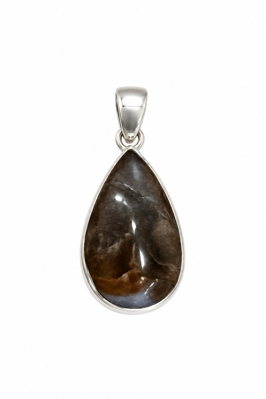 Fire Agate Drop Sterling Silver Pendant