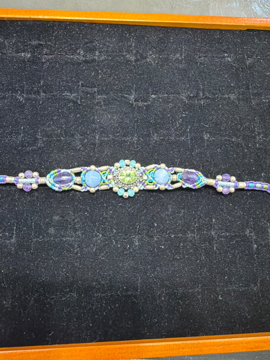Peridot Aqua Marine Tribal Bracelet .925 Silver Indonesian Handmade