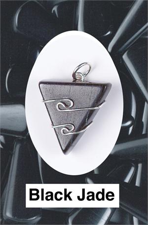 Black Jade .925 Sterling Silver Wire Wrap Pendant
