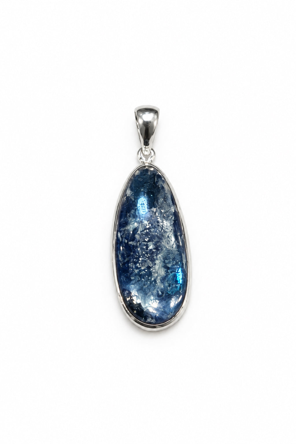 Blue Kyanite Drop Cab Sterling Silver Pendant