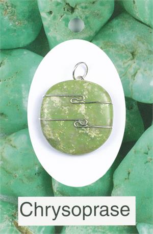Chrysoprase Tumbled SS Wire Wrap Pendant