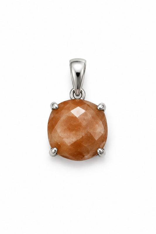 Hessonite Garnet Natural Polished Claw Set Sterling Silver Pendant