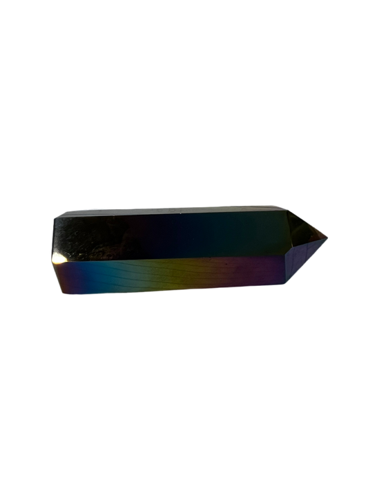 Natural Black Obsidian rainbow Aura Tower