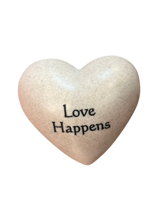 Love Happens Carved Heart Shaped Stone