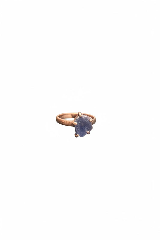 Blue Sapphire Natural Slice Claw Set .925 Sterling Silver Ring Size 7