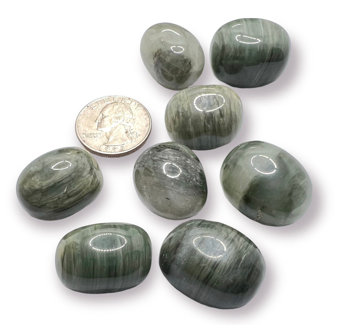 Green Hair Jasper Crystal - Tumbled, tumbled stone, view 2
