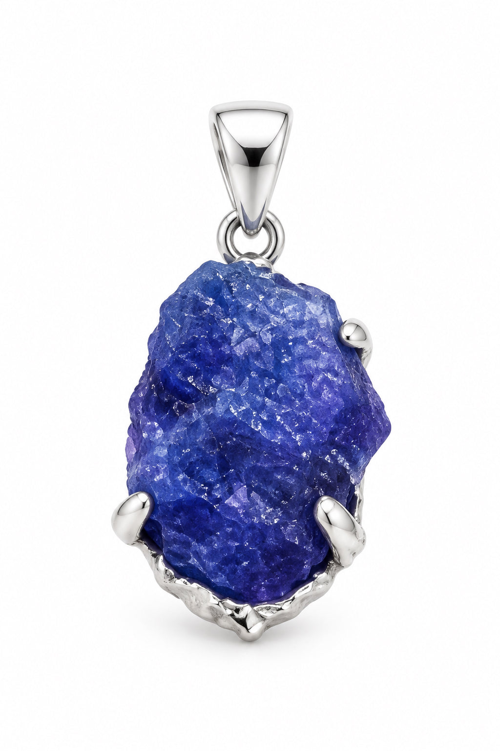 Tanzanite Raw Claw Set .925 Silver Pendant