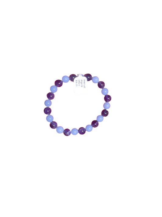 Amethyst & Angelite Beaded Bracelet