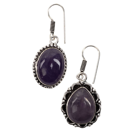 Amethyst Cab Plated Brass Earrings