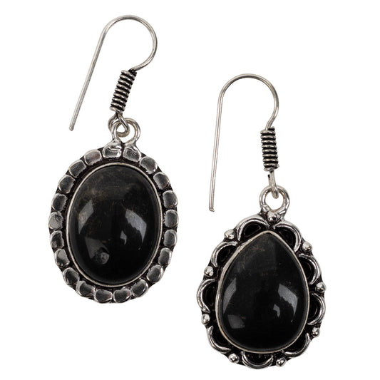 Bloodstone Cab Plated Brass Earrings