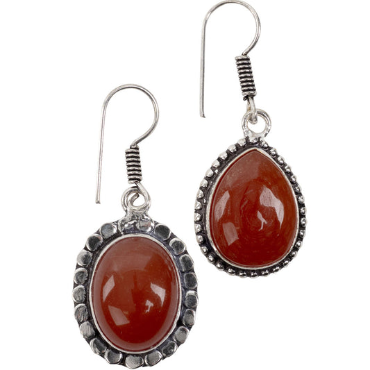 Carnelian Cab Plated Brass Earrings